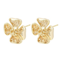 Настоящее золото 18K Изделия из латуни, без кадмия, без никеля и без свинца, с петлей, цветок, реальный 18 k позолоченный, 16x15.5 мм, отверстие : 1.2 мм, штифты : 0.8x11.5 мм