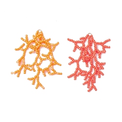 (52) Непрозрачная лаванда 2шт 2цвета подвески из кораллов ручной работы из стеклянных бусин, с 304 петлей из нержавеющей стали с открытыми кольцами, разноцветные, 42x25x2.5 мм, отверстие : 2.5 мм, 1 шт / цвет