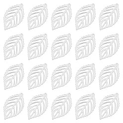 Нержавеющая Сталь Цвет 304 подвески из нержавеющей стали, полый, лист, цвет нержавеющей стали, 24x14x0.5 мм, отверстие : 0.8 мм, 50 шт / коробка