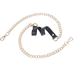 Light Gold PU Leather Bag Straps, with Alloy Swivel Clasps and Iron Curb Chains, Bag Replacement Accessories, Light Gold, 120cm
