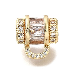 Золотой Сумочка латунные микро-паве кубические циркониевые бусины, стойки покрытие, долговечный, золотые, 12.5x13x9.5 мм, отверстие : 3.5 мм