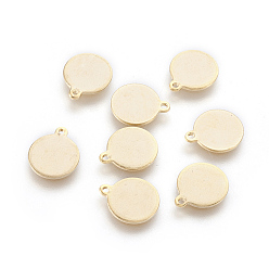 Золотой 304 прелести нержавеющей стали, плоско-круглые, штамповка пустой метки, золотые, 12x10x1 мм, отверстие : 1 мм