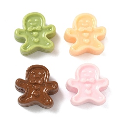 (52) Непрозрачная лаванда Кабошоны из непрозрачной смолы на рождественскую тему в виде пряничного человечка, разнообразные, разноцветные, 15x14.5x7 мм