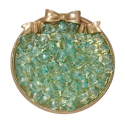 Темный Морско-зеленый 50шт 1 набор стеклянных бусин, прозрачный, круглые, граненые, темно-зеленый, 9.5~10x9 мм, отверстие : 1.6 мм