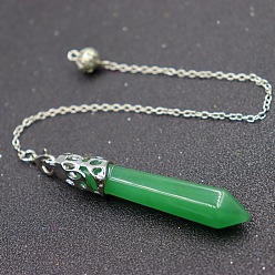 Зеленый Авантюрин Биолокационные маятники из натурального зеленого авантюрина, со сплавочной фурнитурой, конус, 510~800 мм