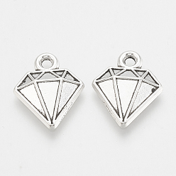 Античное Серебро Подвески из сплава тибетского сплава, без кадмия и без свинца, алмаз, античное серебро, 15x12.5x2.5 мм, Отверстие : 2 мм , около 1340 шт / 1000 г