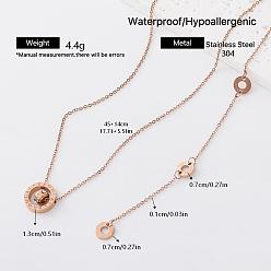 Oro Rosa 304 Collares colgantes de diamantes de imitación de cristal de acero inoxidable para mujeres, oro rosa, 17.72 pulgada (45 cm)