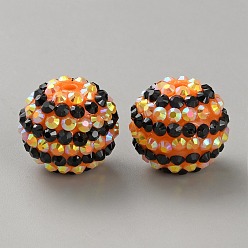 Легкий Копченый Топаз Тематика Хэллоуина смоляные стразы бусины, круглый с узором в полоску, для изготовления ручек своими руками ювелирные изделия принадлежности, свет курил топазом, 20x19 мм, отверстие : 2.5 мм