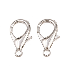 Нержавеющая Сталь Цвет Сплав когтя омара застежка, цвет нержавеющей стали, 25x15x4.5 мм, отверстие : 2.7 мм