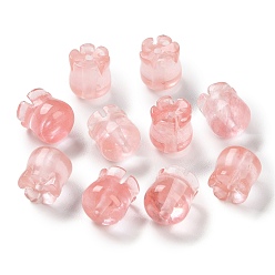 Cherry Quartz Glass Cherry Quartz Glass Beads, Lily of The Valley, 10x9.5mm, Hole: 1.2mm