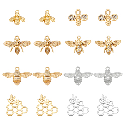 Золотой 16 шт 8 стили латунные подвески, Пчелы, золотые, 8~12x8~17x2~4.5 мм, отверстие : 0.8~1.5 мм, 2 шт / стиль