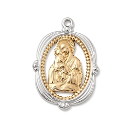 Human 304 подвески из нержавеющей стали, золотые и нержавеющая сталь цвет, овал с Девой Марией и Иисусом, 27x19x2 мм, отверстие : 1.6 мм