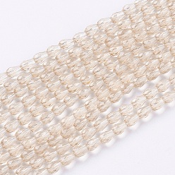 Античный Белый Граненые круглые стеклянные бусины, слеза, старинный белый, 5x3 мм, отверстие : 0.5 мм, около 85~95 шт / нитка, 16.5~18.7 дюйм (42~47.5 см)