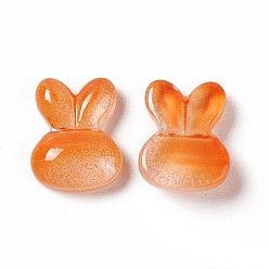 Dark Orange Electroplated Glass Cabochons, Rabbit, Dark Orange, 10x8x3mm