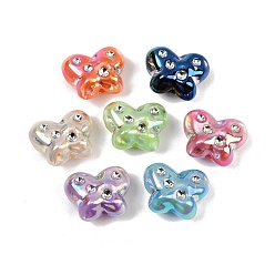 Бабочка Непрозрачные акриловые бусины с УФ-покрытием, радужный, со стразами, бабочка, 15.5x20x11 мм, отверстие : 2 мм