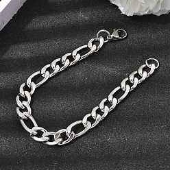Нержавеющая Сталь Цвет 201 нержавеющей стали Снаряженная цепи браслеты для мужчин, цвет нержавеющей стали, 8.66 дюйм (22 см), ссылка: 13.5x9.5x2.5мм и 17.5x9.5x2.5мм