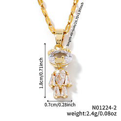 Прозрачный Латунные ожерелья с подвеской в виде медведя из кубических цирконий, золотые, прозрачные, 15.75 дюйм (40 см)