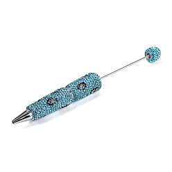 Аквамарин Железная ручка из бисера, шариковая ручка, с полимерной глиной горный хрусталь, для индивидуальной ручки с ювелирными бусинами, случайная подложка, аквамарин, 149x16 мм