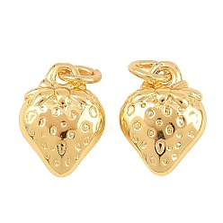 Настоящее золото 18K Латунь прелести, клубника прелести, без свинца и без кадмия, стойки покрытие, долговечный, реальный 18 k позолоченный, 10.5x8x4 мм, Перейти кольцо: 4x0.8 мм, внутренний диаметр: 2.5 мм