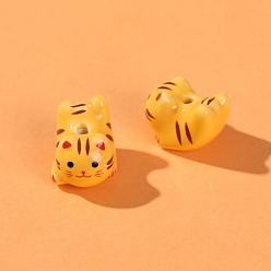 Желтый Фарфоровые бусины ручной работы, форма кошки, желтые, 22x15 мм