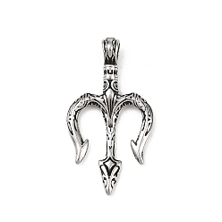 Античное Серебро 304 подвески из нержавеющей стали, амулет в виде трехконечного копья, античное серебро, 26x14x2.5 мм, отверстие : 3x2 мм