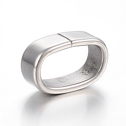 Нержавеющая Сталь Цвет Не тускнеет 304 подвески-слайдеры из нержавеющей стали/бусины-слайдеры, для изготовления кожаных браслетов, овальные, цвет нержавеющей стали, 15x9.5x5 мм, отверстие : 6.5x12 мм