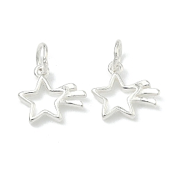 Звезда 925 серебряные шармы, серебряный цвет гальваническим, с печатью 925, звезда, 8x9.5x1.5 мм, Перейти кольцо: 4.5x0.7 мм, 3.2 мм внутренним диаметром