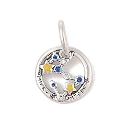 Рыбы Светящиеся 925 подвески-созвездия из стерлингового серебра со стразами, эмалевые подвески-созвездия с овальными соединительными кольцами, светящиеся в темноте, античное серебро, Рыбы, 11.5x2 мм, отверстие : 4x5 мм