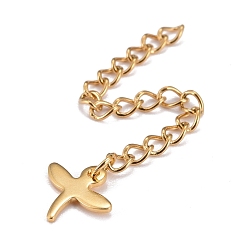 Golden 304 Stainless Steel Chain Extender, Curb Chain, with 202 Stainless Steel Charms, Dragonfly, Golden, 60mm, Link: 3.7x3x0.5mm, Dragonfly: 10x10.5x0.7mm