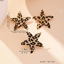 Золотой Комплекты из серег-гвоздиков и колец из сплава с леопардовым принтом в виде морской звезды для женщин, золотые, внутренний диаметр: 18 мм