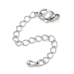 Платина Латунный удлинитель цепи, концевые цепи, без кадмия, без никеля и без свинца, слеза, платина, 57~70 мм