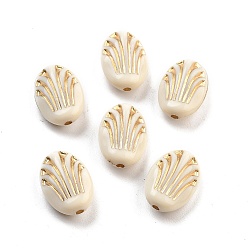 Античный Белый Покрытие акриловыми шариками, золотой металл обвитыми, овальные, старинный белый, 17x11.5x6 мм, отверстие : 1.8 мм, 724 шт / 500 г