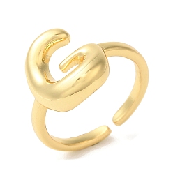 Letter G Латунные открытые кольца манжеты, для женщин, без свинца и без кадмия, реальный 18 k позолоченный, Буква G, 12.5 мм, регулируемый