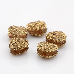 Свет Колорадо Топаз Бусины со стразами из смолы, сердце, свет Колорадо Топаз, 10x12x8 мм, отверстие : 2 мм