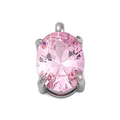 Нержавеющая Сталь Цвет 304 подвески из микро-паве из нержавеющей стали с фианитами, овальные, цвет нержавеющей стали, 10x6x4.5 мм, отверстие : 1.5 мм