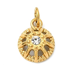 Half Round Подвески из нержавеющей стали с стразами, золотые, кристалл, полукруглый шарм, 16x13x6 мм, отверстие : 5 мм