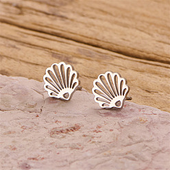Нержавеющая Сталь Цвет 201 из нержавеющей стали серьги, полая форма раковины, цвет нержавеющей стали, 9x8 мм