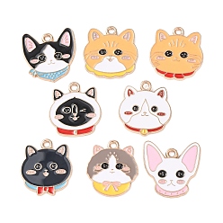(52) Непрозрачная лаванда Подвески из эмали и сплава, подвески в форме кошки, золотой свет, разноцветные, 19.5~20x17~19x1 мм, отверстие : 1.6 мм