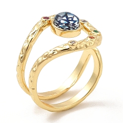 Белый Открытое кольцо-манжета сглаза из смолы с кубическим цирконием, настоящие позолоченные украшения из латуни с покрытием из 18k для женщин, белые, внутренний диаметр: 18 мм