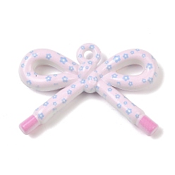 Фиолетовый Непрозрачные печатные акриловые подвески, бантом, фиолетовые, 34x48x9 мм, отверстие : 3.3 мм