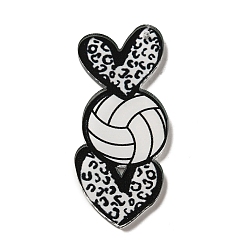Volleyball Акриловые подвески, сердце со спортивным мячом, волейбол, 49.5x20.5x2 мм, отверстие : 1.2 мм