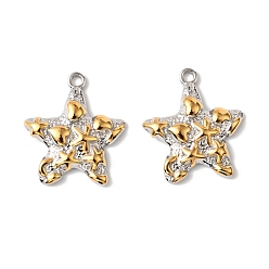 Морская звезда 304 подвески из нержавеющей стали, золотые и нержавеющая сталь цвет, морская звезда, 20.5x18x3 мм, отверстие : 1.6 мм