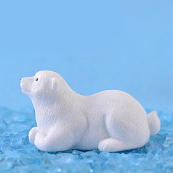 Белый Миниатюрные украшения из лежащего белого медведя, аксессуары для домашнего кукольного домика с микро-ландшафтом, притворяясь опорными украшениями, белые, 27x50 мм