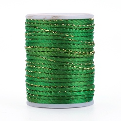 Зеленый Полиэфирного корда, с золотой металлической нитью, китайский вязать шнур, зелёные, 1.5 мм, около 4.37 ярдов (4 м) / рулон