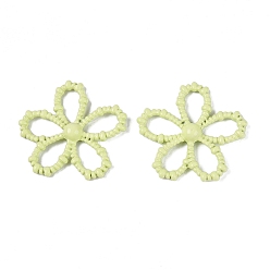 Зелено-Желтый Многожильные звенья из сплава с цветочным узором, окрашенные аэрозольной краской., без свинца, без никеля и без кадмия, зеленый желтый, 32~33x32~34x5 мм, отверстие : 11x6 мм