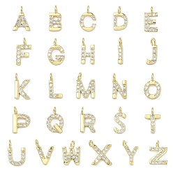 Настоящее золото 18K Латунные микропаве прозрачные подвески с фианитом, буква az чары, без кадмия и без свинца, долговечный, стойки покрытие, реальный 18 k позолоченный, 17.5~22x3.5~14.5x2~2.5 мм, отверстие : 2.5 мм