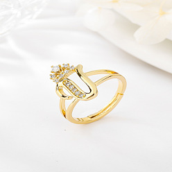Letter V Латунные микро проложить пальцев кольца кубического циркония, без кадмия, без никеля и без свинца, для женщин, Буква V, размер США 3 (14 мм)