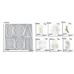 White DIY Hang Tag Silicone Molds, Resin Casting Molds, For UV Resin, Epoxy Resin Jewelry Making, Mixed Shapes, White, 157x164x7mm, Inner Diameter: 50~70x35~66x5mm