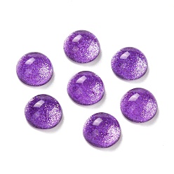 Violeta Oscura Cabuchones de vidrio electrochapa, semicírculo, violeta oscuro, 6x3 mm