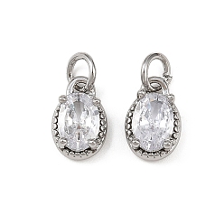 Платина Латунные микро проложить кубического циркония подвески, овальные амулеты, с целью перехода в кольце, платина, 10.5x7x4.5 мм